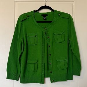 New York & Company Vibrant Green Button-Up Cardigan